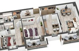 Apartament 3 camere  | 80 mp utili + 2 balcoane 8,64mp | Incalzire in pardoseala