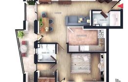 Apartament 2 camere, FINISAT, terasă 19mp, CF, 2 bai, parcare, boxa | Zona Vivo 