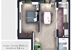Apartament 2 camere, terasa, semifinisat, CF parcare, boxa, Zona Vivo 