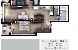 Apartament 3 camere, 2 bai, 2 balcoane, CF parcare subterana, boxa, Zona Vivo 