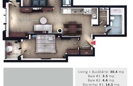 Apartament 3 camere, 69.20 mp, 2 balcone, parcare subterana, boxa, Zona Vivo 
