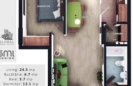 Apartament 2 camere, 51.60 mp, intermediar, balcon, parcare, boxa, Zona Vivo 