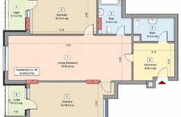 Apartament 3 camere, 82.30 mp, 2 bai, 2 balcone, CF, parcare, boxa, Zona Vivo 