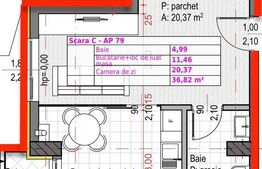 Studio semifinisat, 36.82 mp, zona Sopor