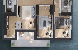 Apartament 3 camere, 81 mp, balcon 15 mp, proiect nou nZEB, zona Rivus