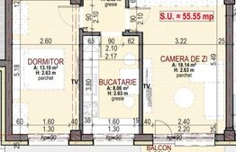 Apartament NOU, 2 camere, dressing, 55 mp, parcare, zona Terra