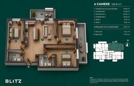 Apartament 4 camere 123 mp / Ansamblu nou / Buna ziua / NZEB