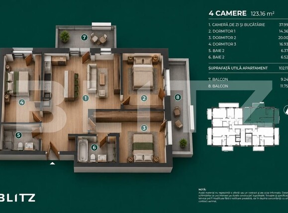 Apartament de vânzare 4 camere Bună Ziua - 197437AV | BLITZ Cluj-Napoca | Poza2
