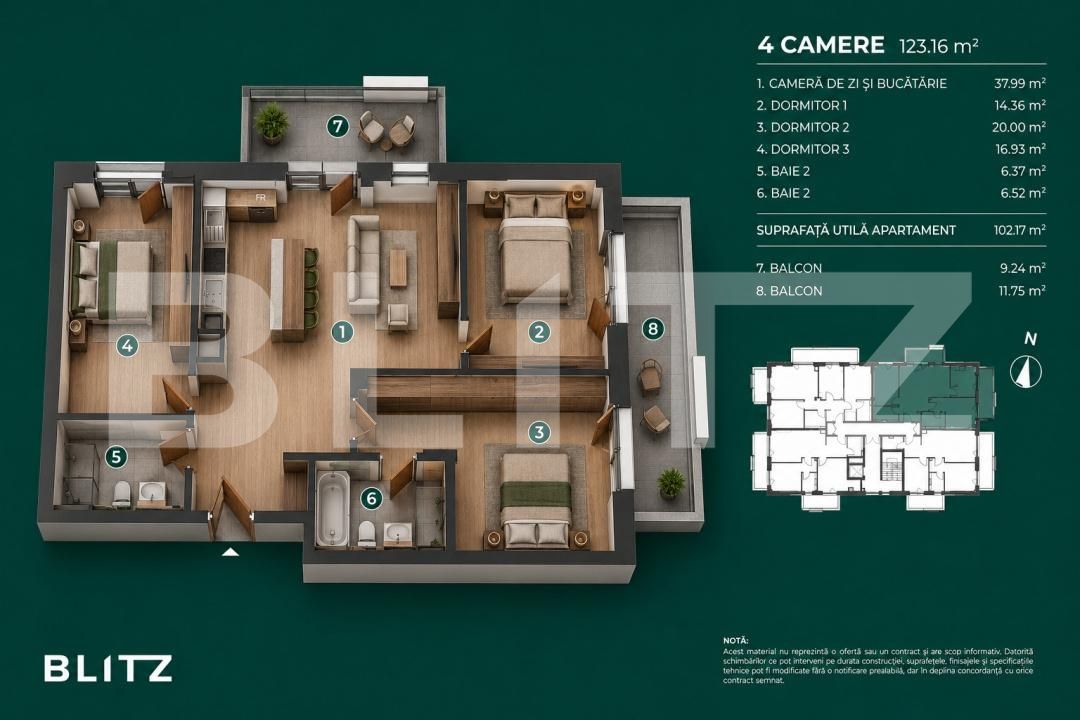 Apartament de vânzare 4 camere Bună Ziua - 197437AV | BLITZ Cluj-Napoca | Poza2
