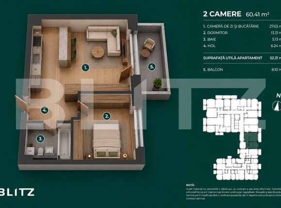 Apartament de vânzare 2 camere Bună Ziua - 197442AV | BLITZ Cluj-Napoca | Poza2