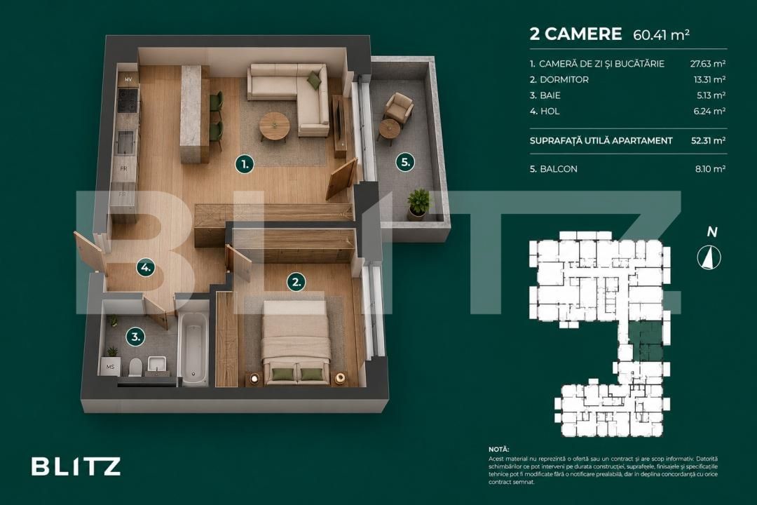 Apartament de vânzare 2 camere Bună Ziua - 197442AV | BLITZ Cluj-Napoca | Poza2