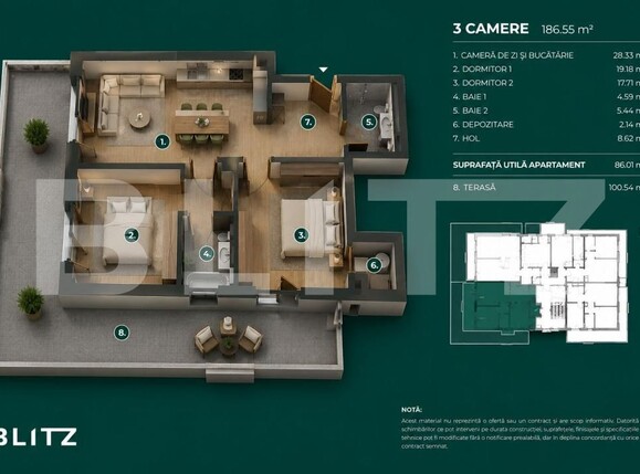 Apartament de vânzare 3 camere Bună Ziua - 197443AV | BLITZ Cluj-Napoca | Poza1