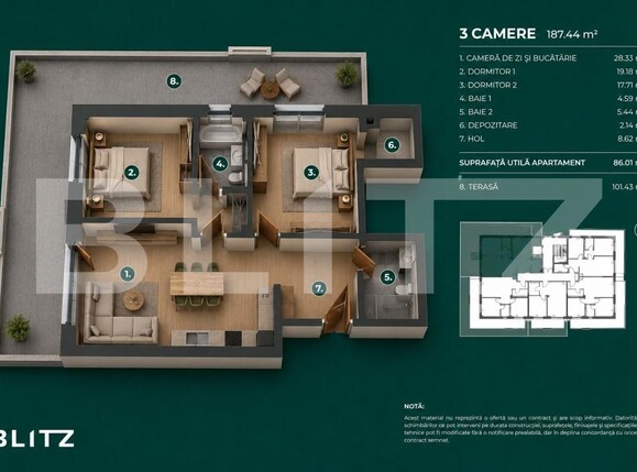 Apartament de vânzare 3 camere Bună Ziua - 197445AV | BLITZ Cluj-Napoca | Poza2