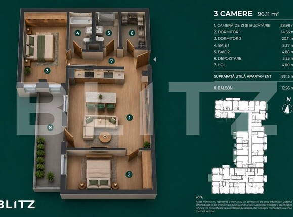 Apartament de vânzare 3 camere Bună Ziua - 197449AV | BLITZ Cluj-Napoca | Poza2