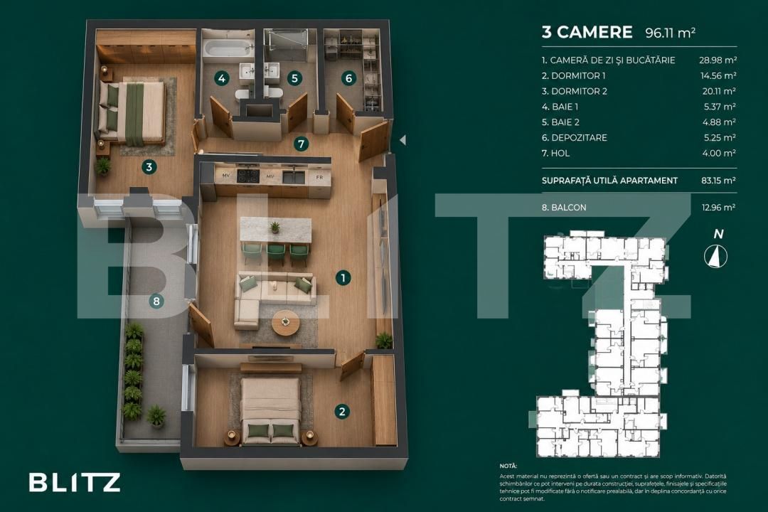 Apartament de vânzare 3 camere Bună Ziua - 197449AV | BLITZ Cluj-Napoca | Poza2