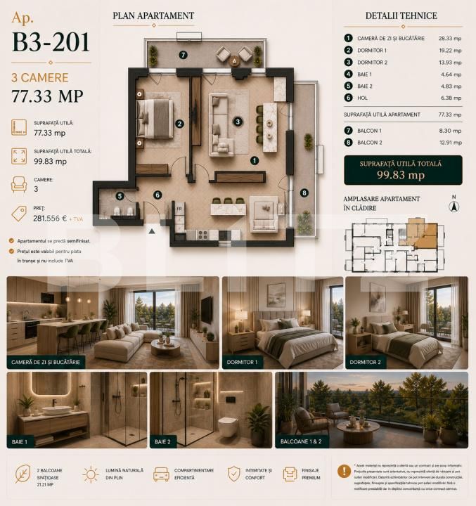 Apartament de vânzare 3 camere Bună Ziua - 197583AV | BLITZ Cluj-Napoca | Poza3