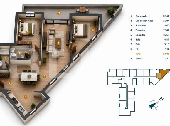 Apartament de vânzare 3 camere Intre Lacuri - 199642AV | BLITZ Cluj-Napoca | Poza1