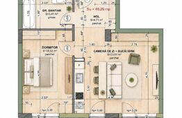 Apartament 2 camere, 48.26 mp, comision 0, zona Iris 