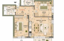 Apartament 3 camere, 67.33 mp, comision 0, zona iris 