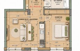 Apartament 2 camere, 49.20 mp, comision 0, zona Iris 