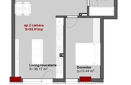 Apartament 2 camere, 55.91 mp, zona Central - Scala Center 