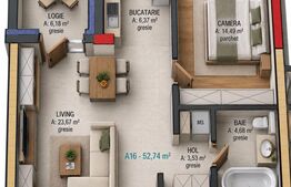 Apartament cu 2 camere și balcon în Terra Gardens. Comision 0