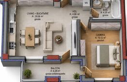Apartament cu 2 camere, 50.4 mp, zona Terra Gardens, Comision 0
