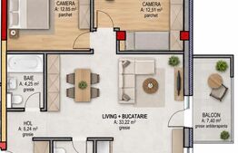 Apartament cu 3 camere, 72.50 mp, zona Terra Gardens, Comision 0