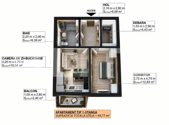 Apartament de vânzare 2 camere Apahida - 209368AV | BLITZ Cluj-Napoca | Poza1