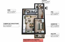 Apartament 2 camere, 50.82 mp, zona Libertatii