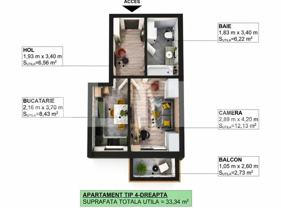 Garsonieră de vânzare Apahida - 209389AV | BLITZ Cluj-Napoca | Poza1