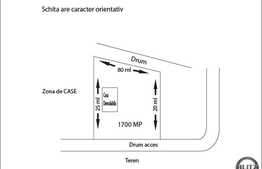 Teren cu casa demolabila, 1700 mp, front 20 ml, toate utilitatile