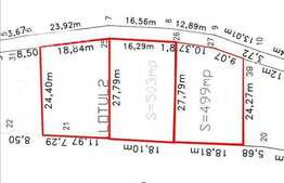 Teren de vanzare 500 mp, front 18 ml