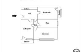 Zona Alverna, 2 camere decomandate, 52 mp utili, etajul 1