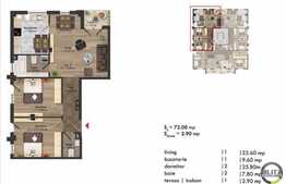 3 camere, 72 mp, semifinisat, etaj intermediar, zona strazii Buna Ziua