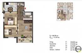 3 camere, 66,20 mp utili, semifinisat, zona strazii Buna Ziua