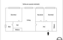 Apartament cu 3 camere, 40 mp, etaj intermediar, zona Politiei Rutiere