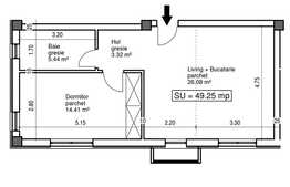 2 camere, 49 mp, semifinisat, etaj intermediar, imobil nou, zona Polus Center