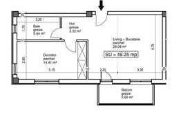 2 camere, 49 mp, semifinisat, etaj intermediar, imobil nou, zona Polus Center