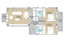 3 camere, 75,90 mp, etaj intermediar, imobil nou, zona strazii Calea Turzii