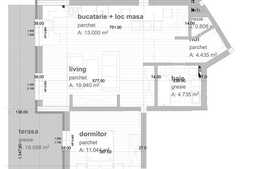 Apartament 2 camere, 54 mp, semifinisat, terasa, zona strazii Donath