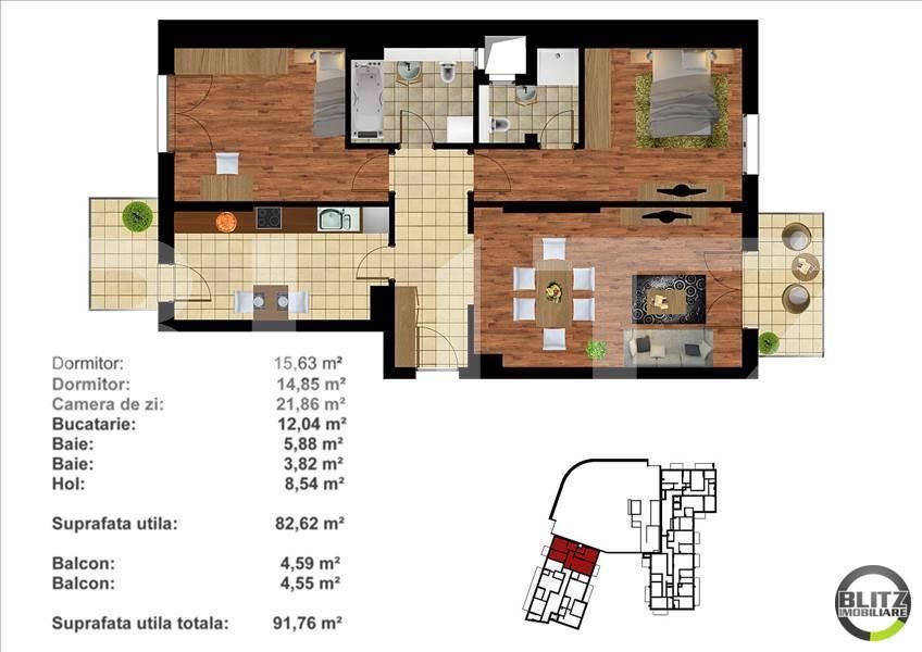 Apartament de vânzare 3 camere Central - 2465AV | BLITZ Cluj-Napoca | Poza2