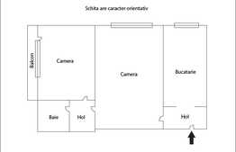 Apartament 2 camere, 42 mp, etaj intermediar, zona Hermes
