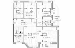 Apartament 3 camere, 81,11 mp, terasa 82,5 mp, imobil nou, zona strazii Donath