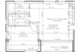 Apartament 2 camere, 56,66 mp, semifinisat, zona strazii Calea Turzii