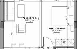 Apartament 2 camere, 48 mp, semifinisat, garaj, parcare, terasa, zona Lidl
