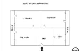Vanzare 2 camere, 55 mp mp, decomandat, la 2 minute de Profi