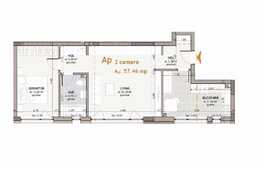 Apartament 2 camere, 57,46 mp, etaj intermediar, imobil nou, zona The Office