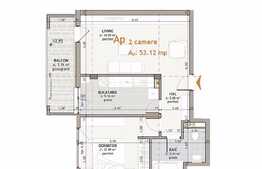  De vanzare apartament 2 camere, 53,12 mp, semifinisat, zona The Office