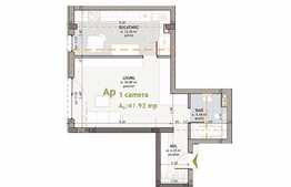 Garsoniera 41,92 mp, semifinisata, imobil nou, zona The Office